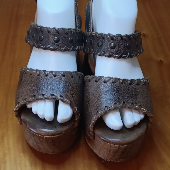 BedIstu Brown Leather Womens  Platform Sandals Size 7.5 - Picture 2 of 13